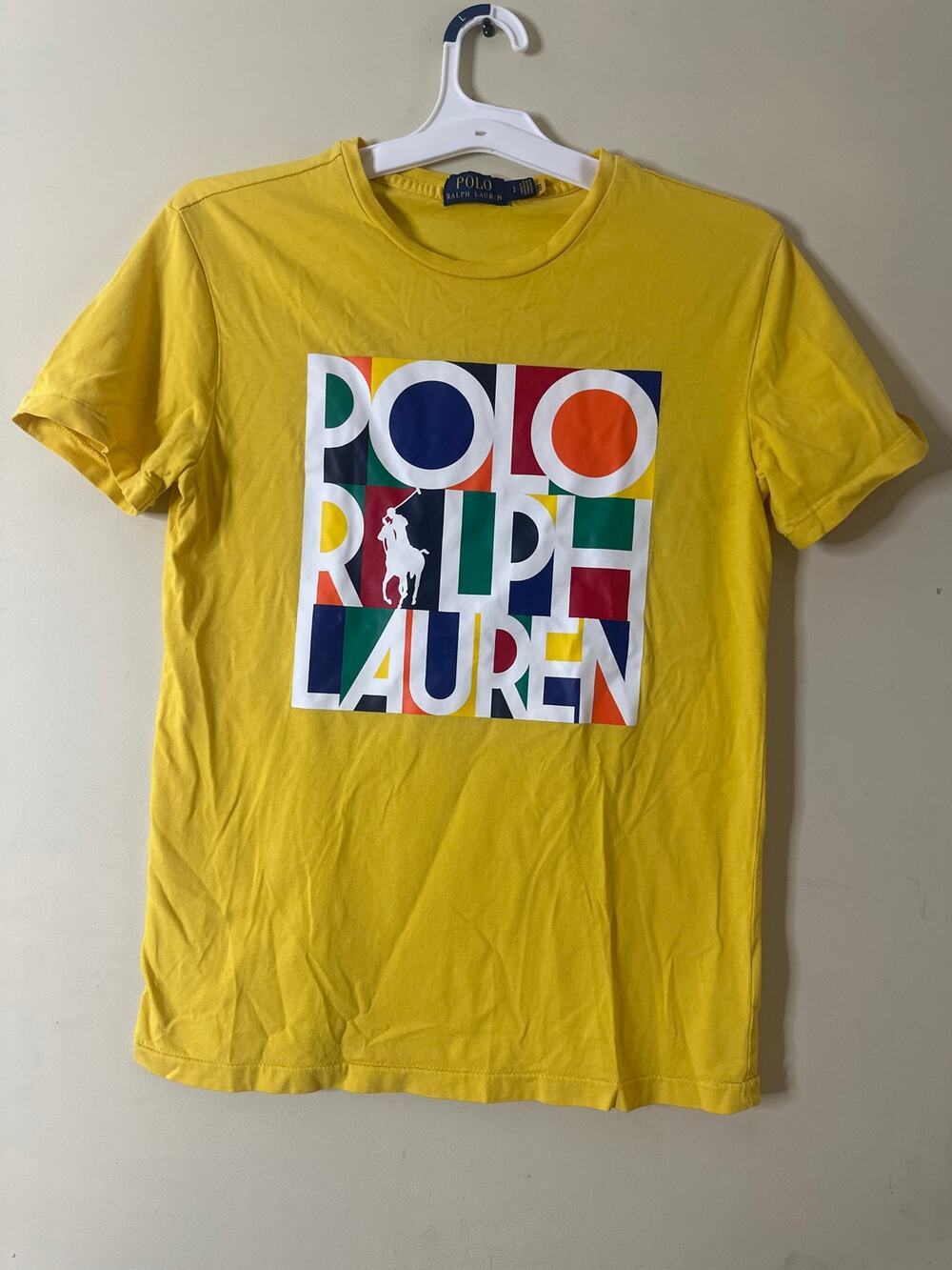 Polo Ralph Lauren Men’s Classic Fit Graphic Logo T-Shirt Yellow Crew Neck S 10